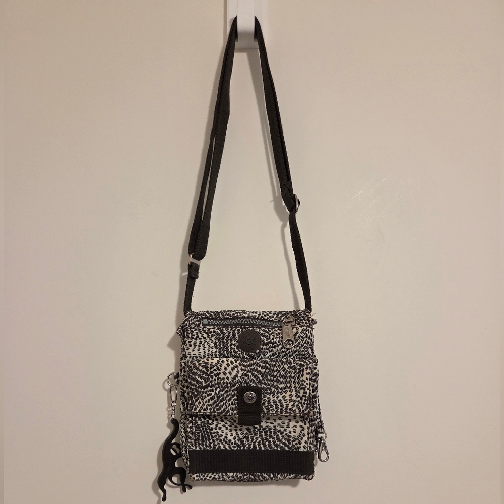 Kipling Brown/White Eldorado Print Crossbody/ Organizer Bag